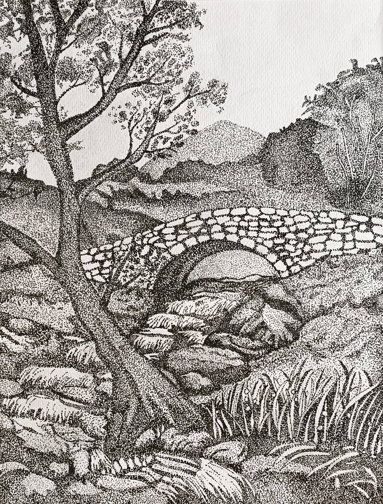 Original Realism Landscape Drawing by Aleeza  Maqsood