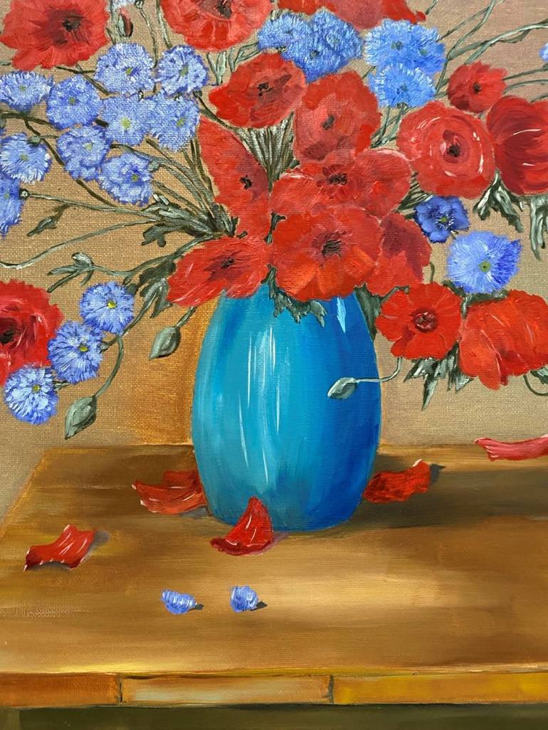 Original Contemporary Floral Painting by Yevhen Stryzhak