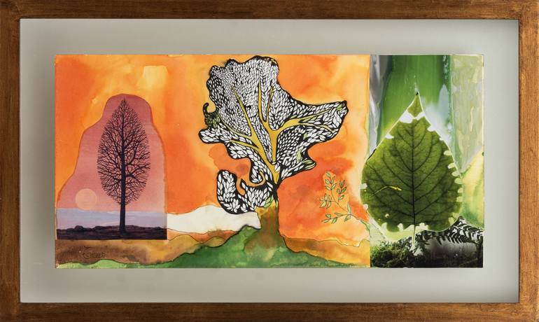 Original Art Deco Botanic Collage by Zelmira Peralta Ramos