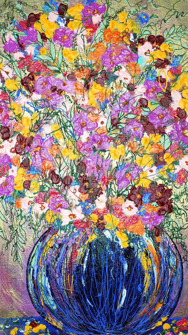 Original Abstract Expressionism Floral Painting by Alitasha Ahamad