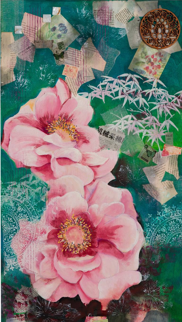 Original Abstract Floral Painting by Rosa Kathy Ruoso