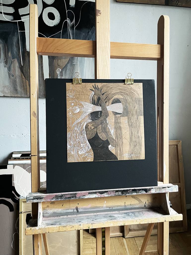 Original Abstract Women Drawing by Natalie Notyag