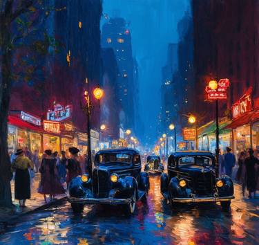 Original Art Deco Cities Paintings by Steven Onofua
