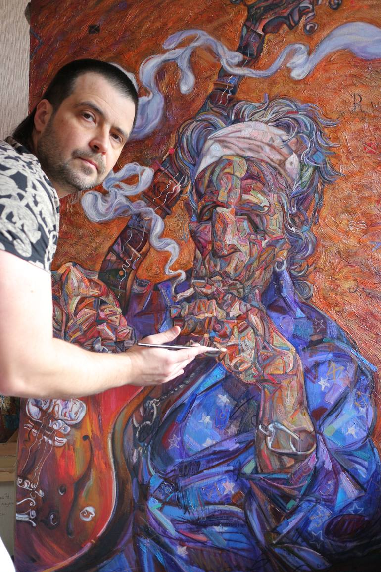 Original Abstract Expressionism Pop Culture/Celebrity Painting by Roman Nogin