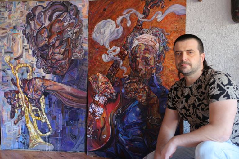 Original Abstract Expressionism Pop Culture/Celebrity Painting by Roman Nogin