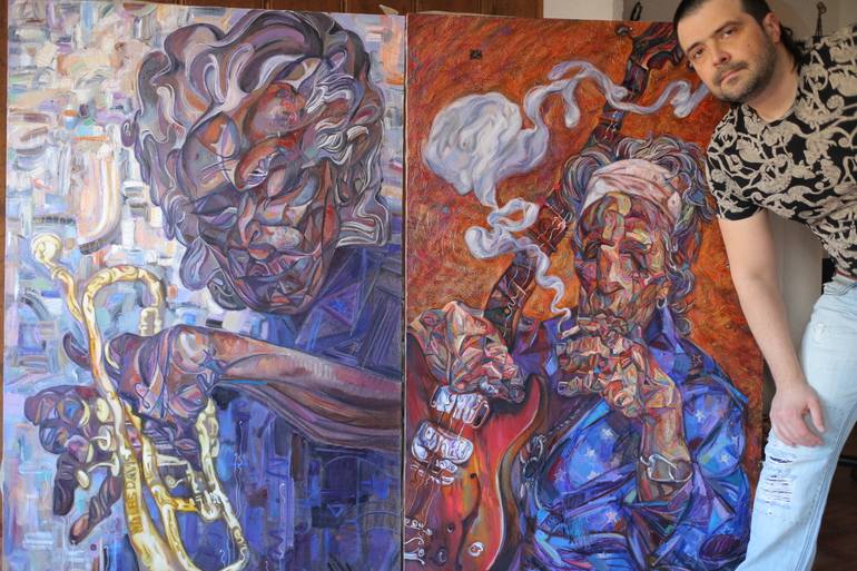 Original Abstract Expressionism Pop Culture/Celebrity Painting by Roman Nogin