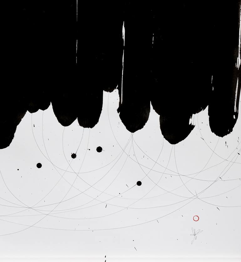 Original Black & White Abstract Painting by Justine Lotus