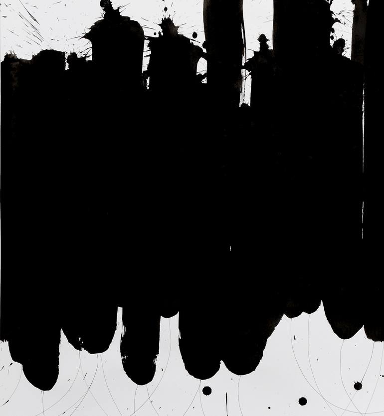 Original Black & White Abstract Painting by Justine Lotus