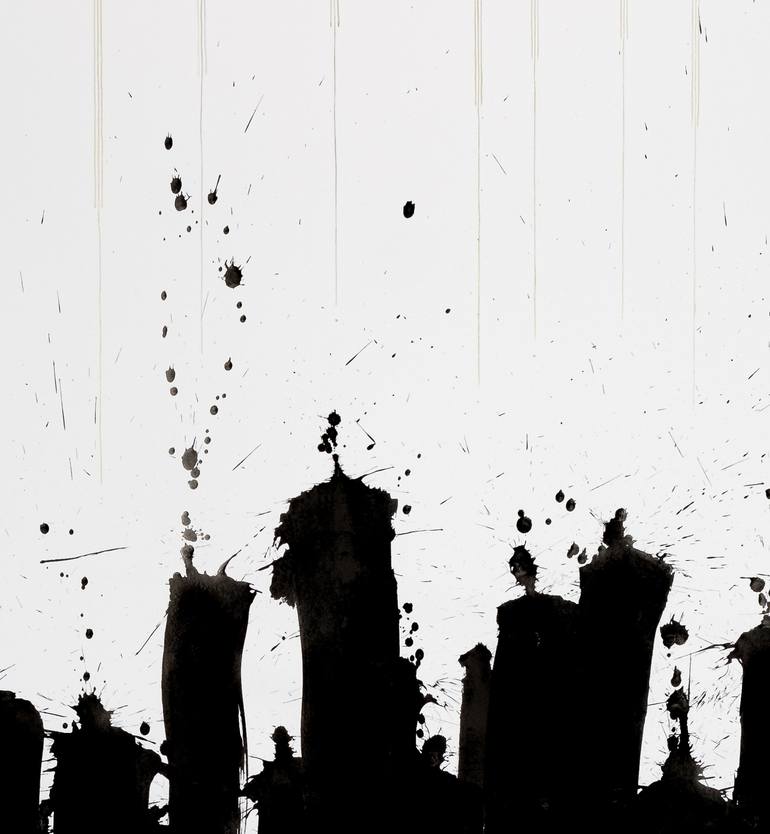 Original Black & White Abstract Painting by Justine Lotus