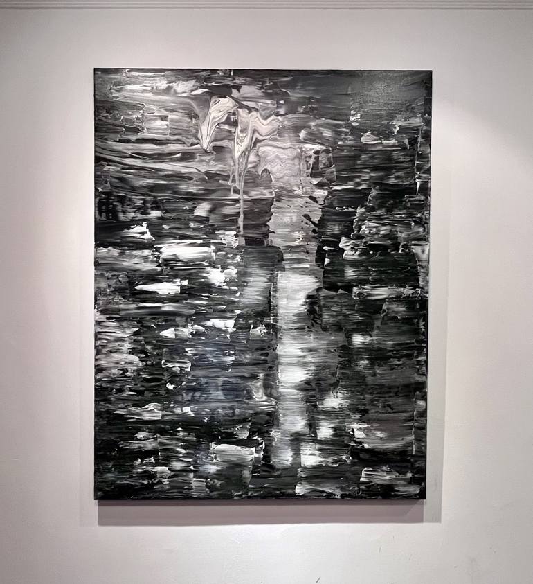 Original Black & White Abstract Painting by Jill Mey 