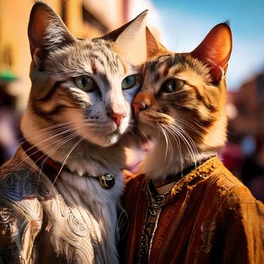 Print of Artificial Intelligence Cats Digital by Magali Roth