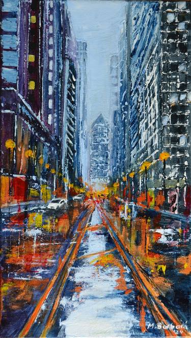 Original Abstract Cities Paintings by Mónica Barbará