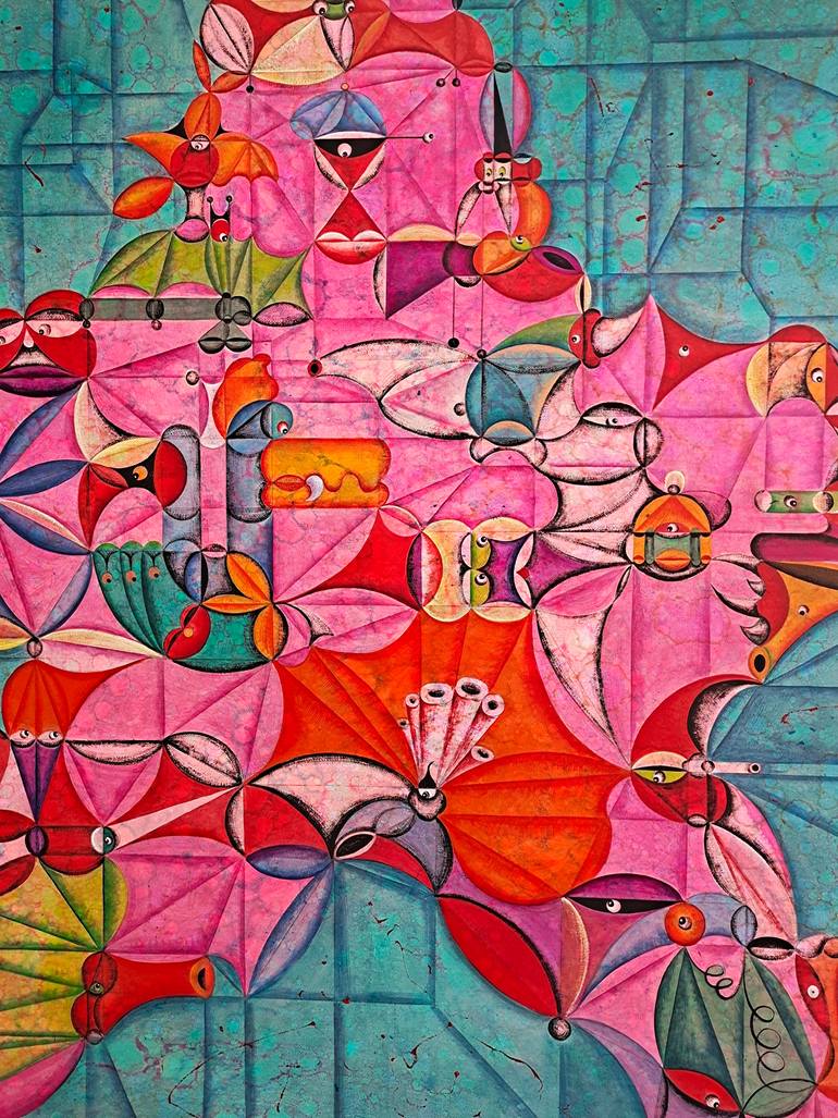 Original Abstract Expressionism Geometric Painting by Da Hong