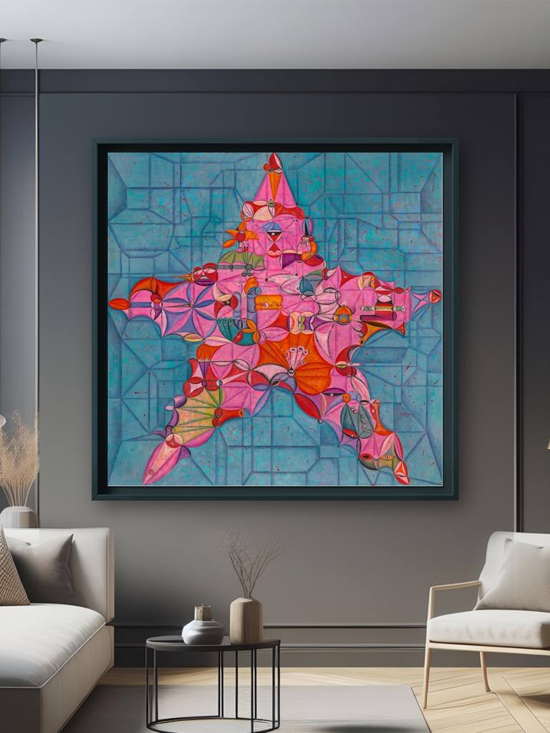 Original Abstract Expressionism Geometric Painting by Da Hong