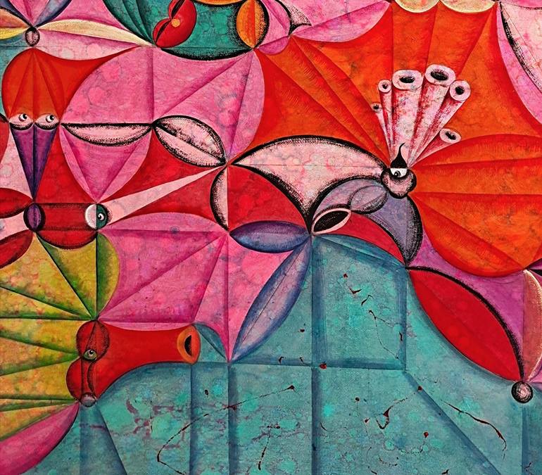 Original Abstract Expressionism Geometric Painting by Da Hong