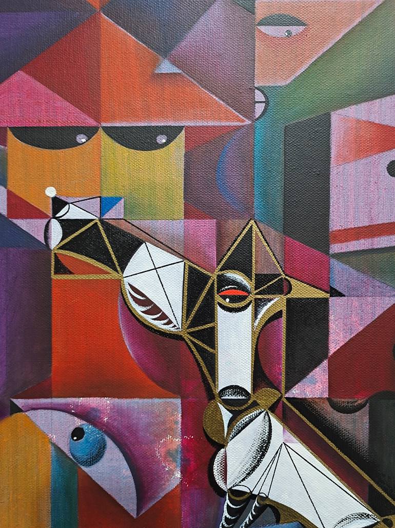 Original Abstract Expressionism Geometric Painting by Da Hong