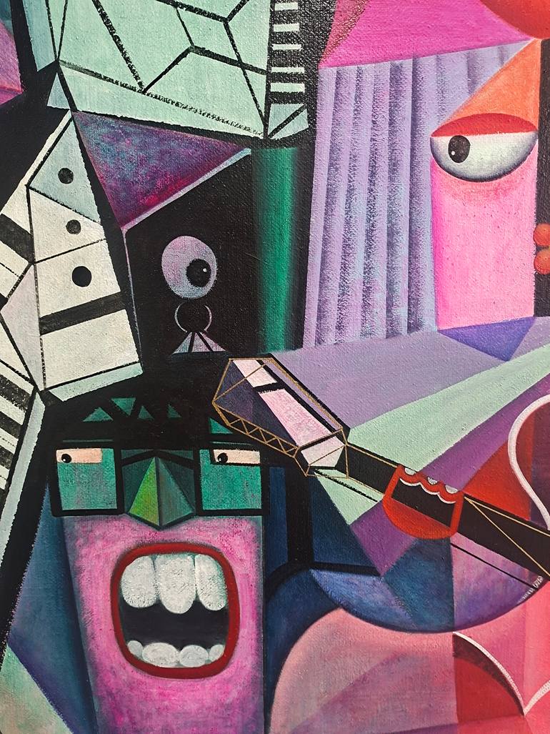 Original Abstract Expressionism Music Painting by Da Hong