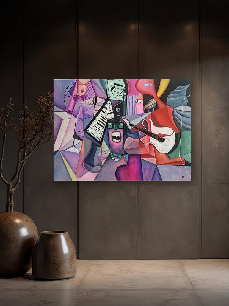 Original Abstract Expressionism Music Painting by Da Hong