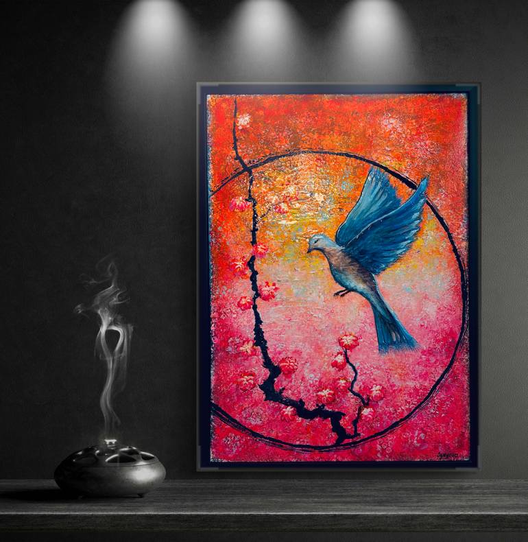 Original Abstract Botanic Painting by Oksana Vorobiova