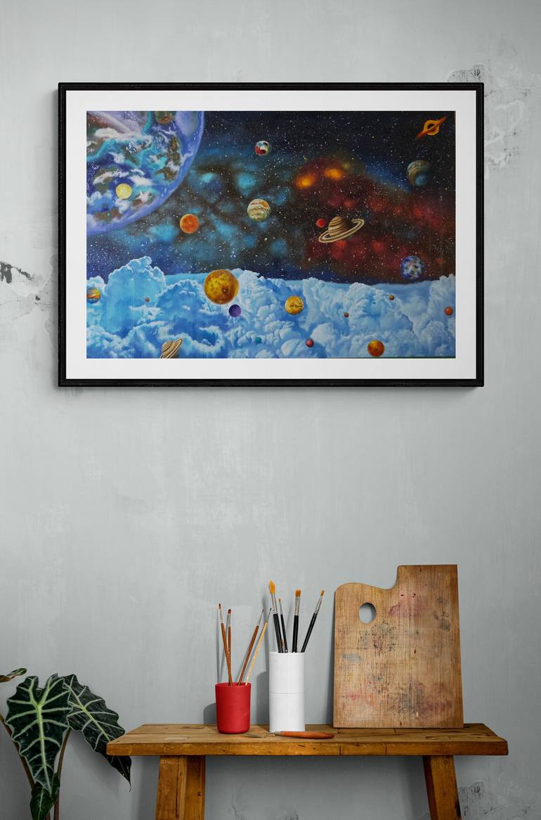 Original Surrealism Outer Space Painting by Roderick Henares