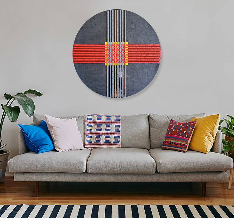 Original Abstract Geometric Mixed Media by Shann Whitaker