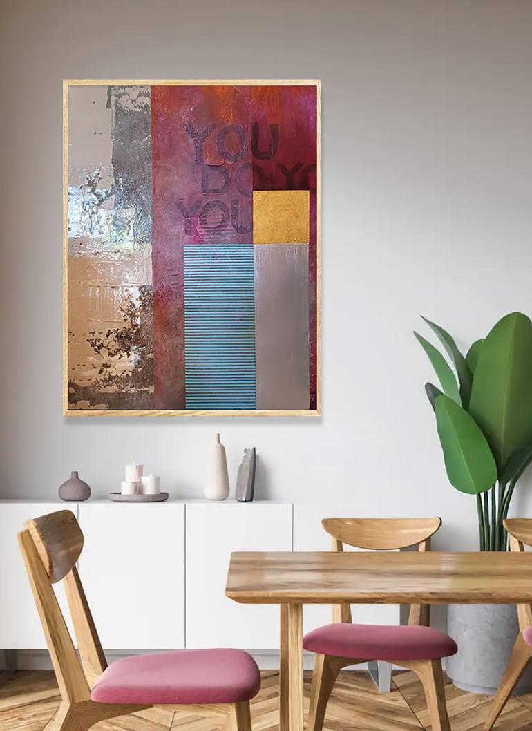 Original Abstract Geometric Mixed Media by Shann Whitaker