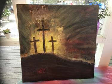 Original Abstract Expressionism Religion Painting by Robert Wetmore