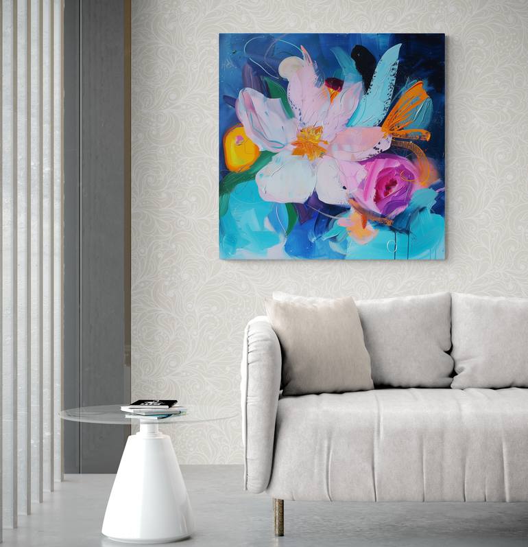 Original Abstract Expressionism Floral Painting by Marina Mark