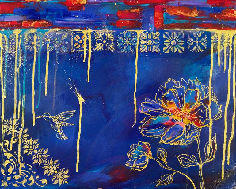 Original Abstract Expressionism Floral Painting by Marina Mark
