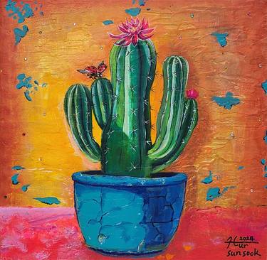 Original Symbolism Botanic Mixed Media by Sunsook Hur
