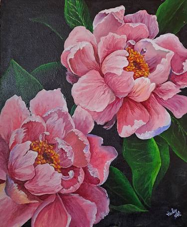 Original Classicism Floral Paintings by Huda Ali