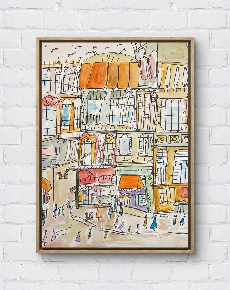 Original Abstract Architecture Painting by Elaine Wrogemann