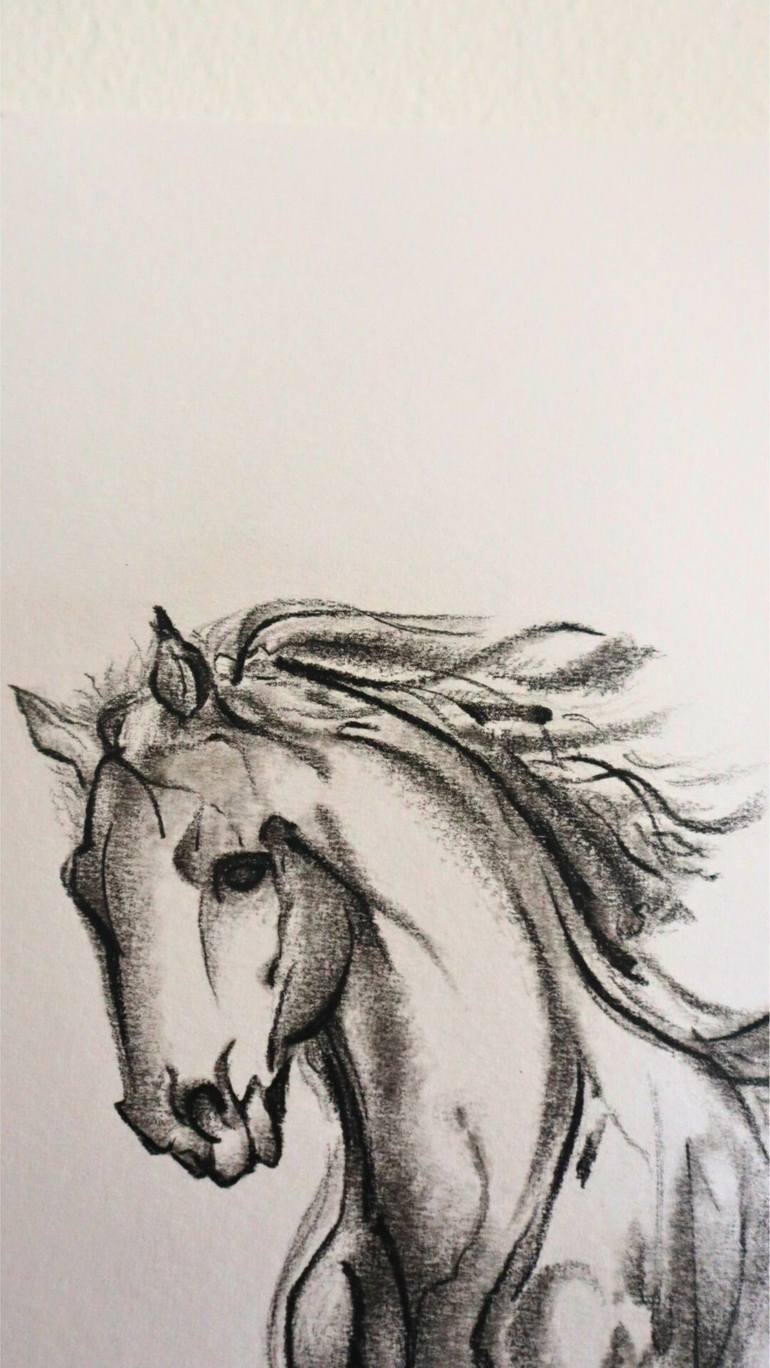 Original Black & White Horse Drawing by Antonio D'Elia