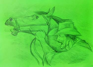 Original Contemporary Horse Drawings by Kairat Zhunus