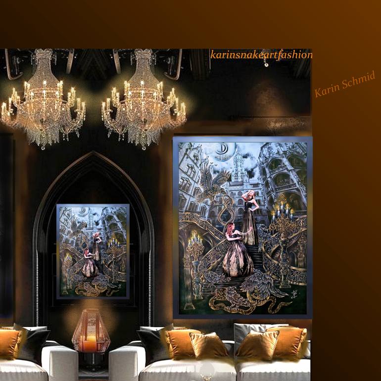 Original Surrealism Fashion Painting by Karin Schmid