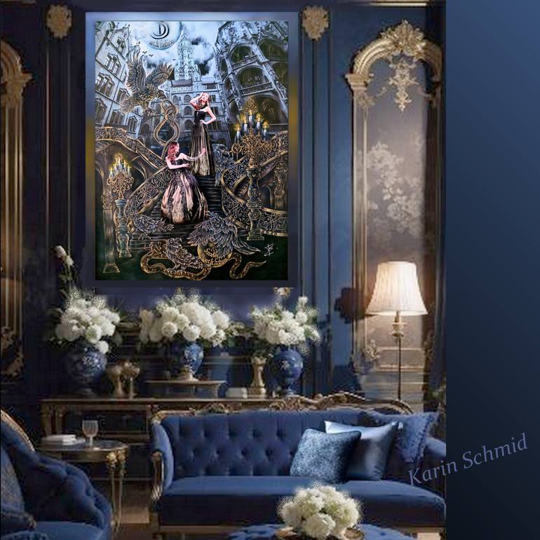Original Surrealism Fashion Painting by Karin Schmid