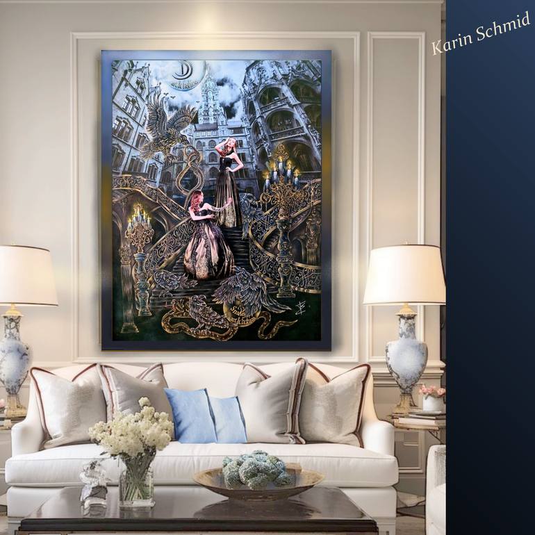 Original Surrealism Fashion Painting by Karin Schmid