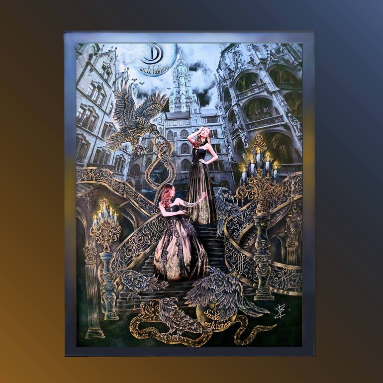 Original Surrealism Fashion Painting by Karin Schmid