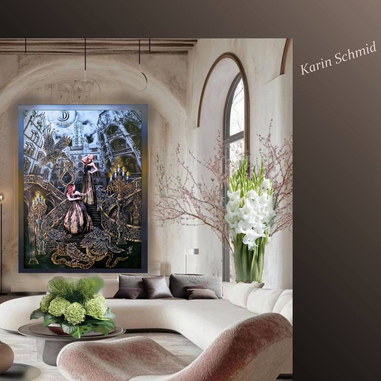 Original Surrealism Fashion Painting by Karin Schmid