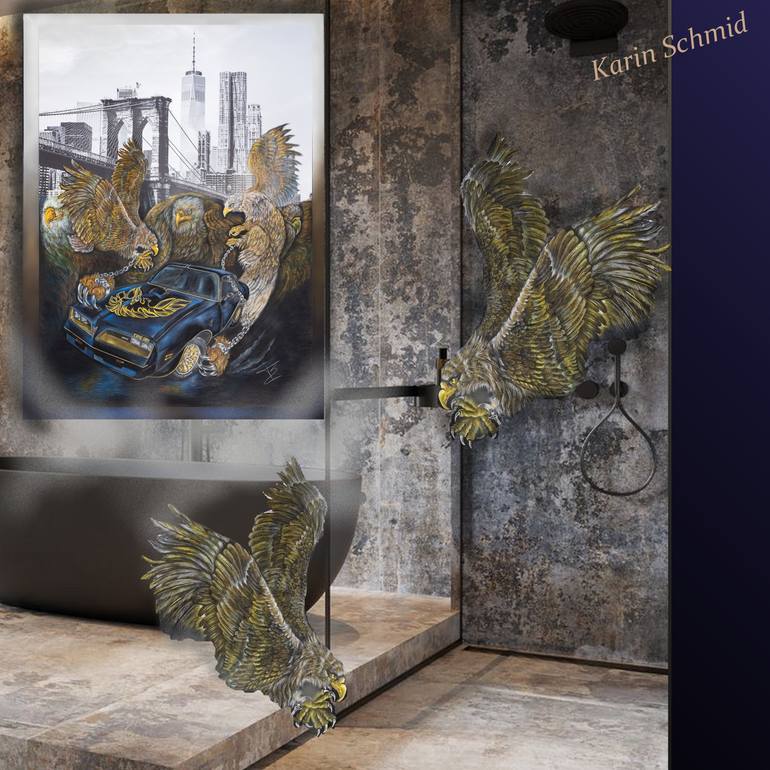 Original Surrealism Car Painting by Karin Schmid