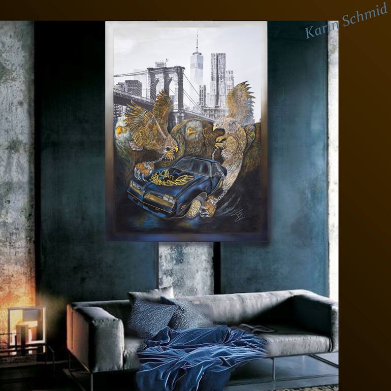 Original Surrealism Car Painting by Karin Schmid