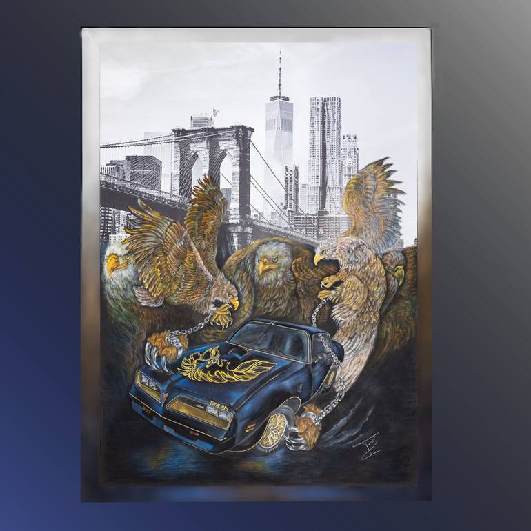 Original Surrealism Car Painting by Karin Schmid