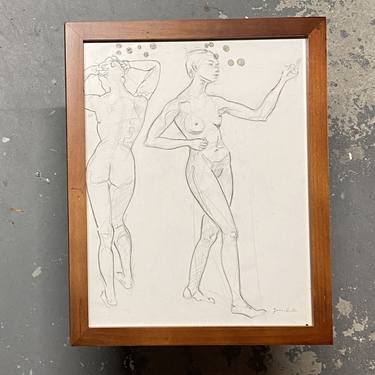 Original Figurative Women Drawings by German Acosta