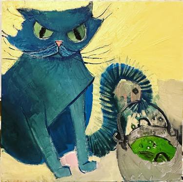 Original Color Field Painting Cats Paintings by Katie Howe
