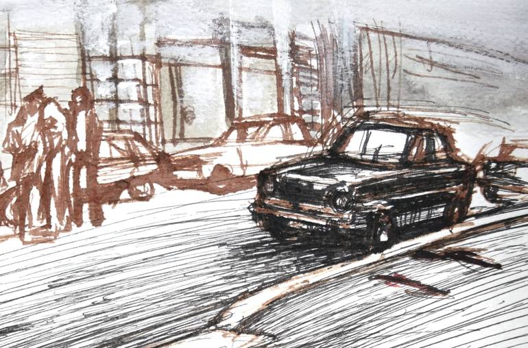 Original Black & White Car Drawing by Lucio Forte