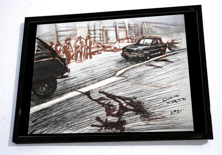 Original Black & White Car Drawing by Lucio Forte