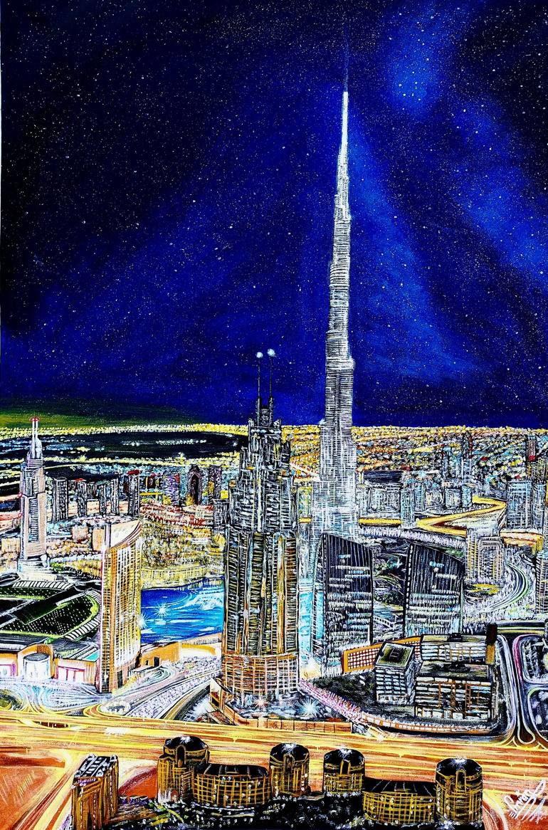 Lighting Dubai Uae Painting Painting By Imran Artist Saatchi Art Ireland