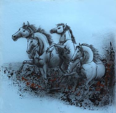 Original Abstract Horse Paintings by ravi kumar