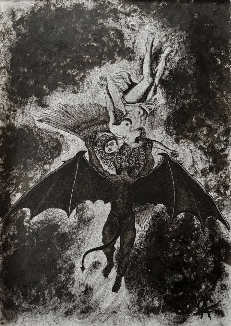 Original Surrealism Classical Mythology Drawing by Anthony Cotter