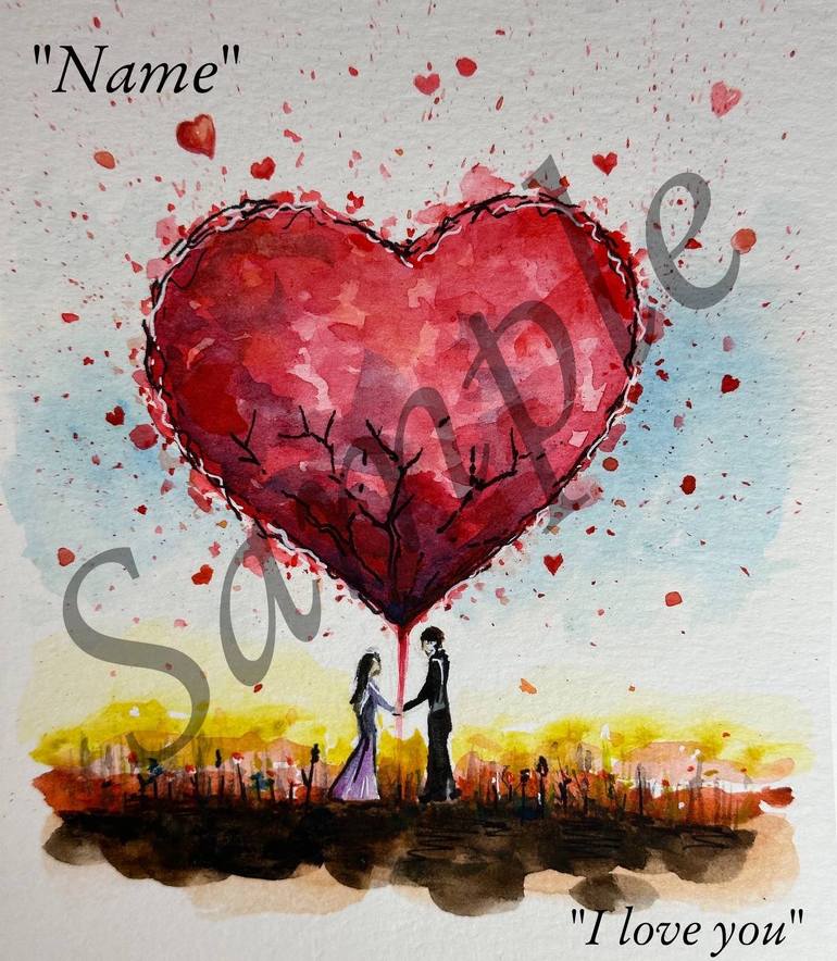 Original Abstract Love Painting by Elena Lechic